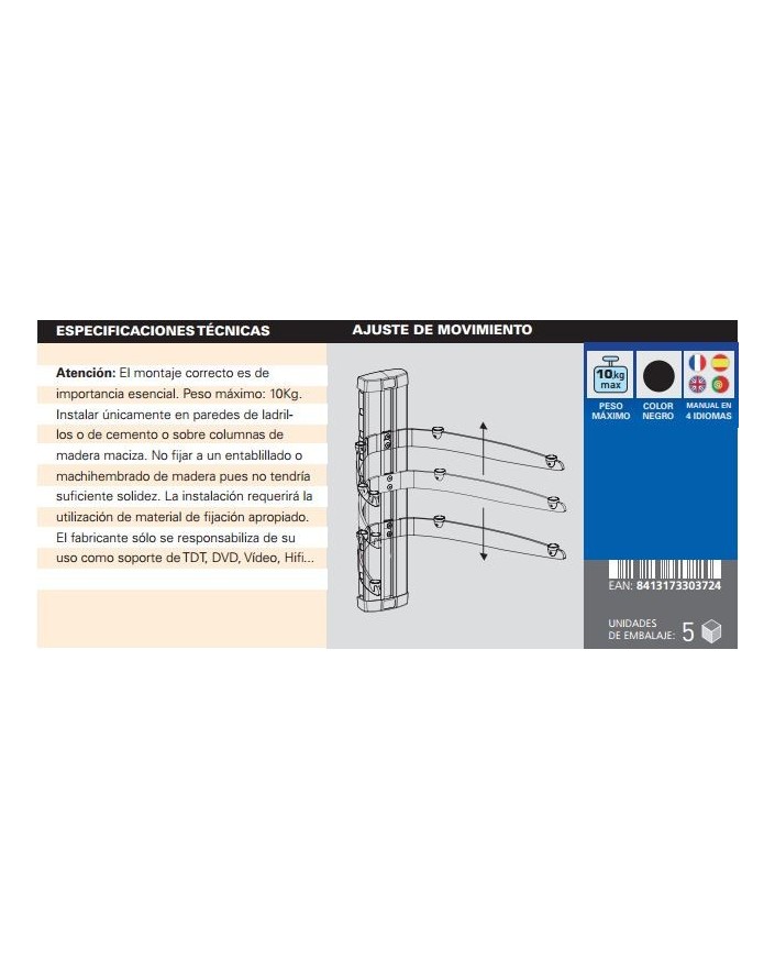 SOPORTE LUNIXPRO-DVD NEGRO AC0538E