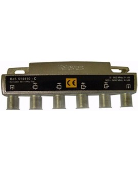 Derivador con conector F, 4 salidas 24 db Interior con...