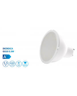 Bombilla dicroica LED SMD 5.5W casquillo GU10 luz cálida 2