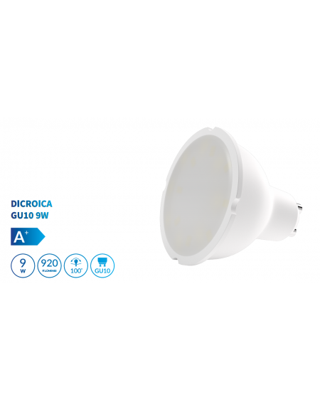 Bombilla dicroica LED SMD 9W casquillo GU10 luz cálida