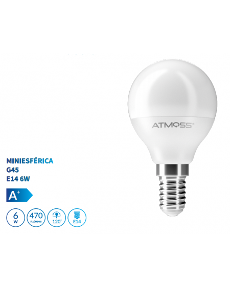 Lámpara Miniesférica G45 E14 6W Serie Ampera Lámpara Miniesférica G45 E14 6W Serie Ampera