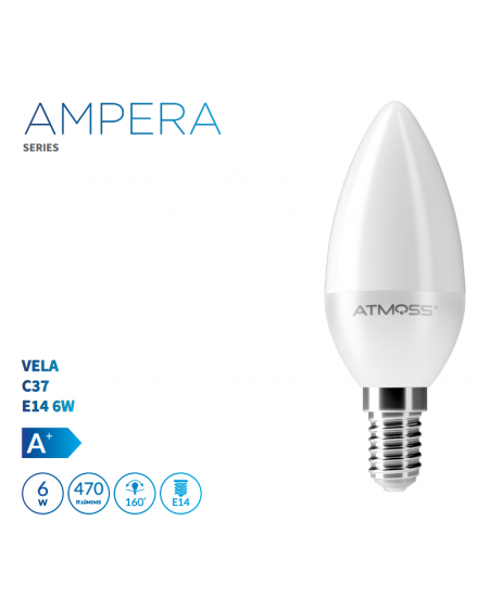 Lámpara Vela C37 E14 6W Serie Ampera