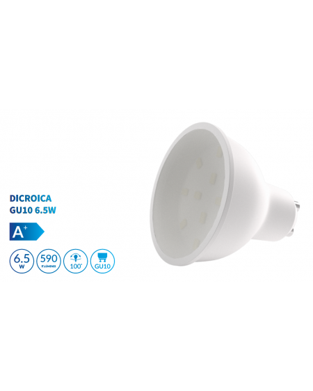Bombilla dicroica LED SMD 6.5W casquillo GU10 luz neutra