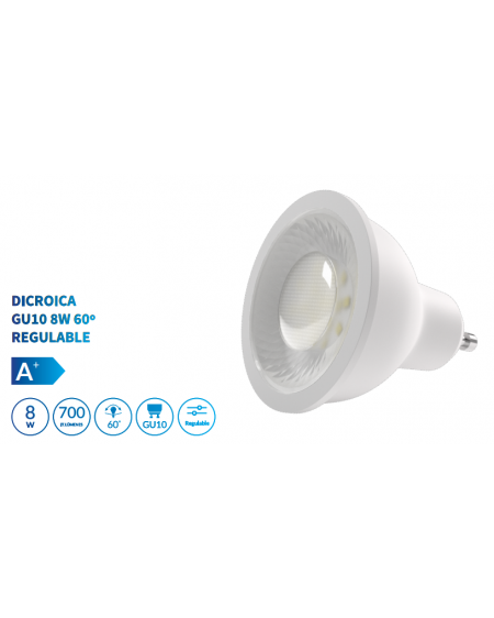 Bombilla dicroica LED SMD 8W casquillo GU10 luz neutra Bombilla dicroica LED SMD 8W casquillo GU10 luz neutra