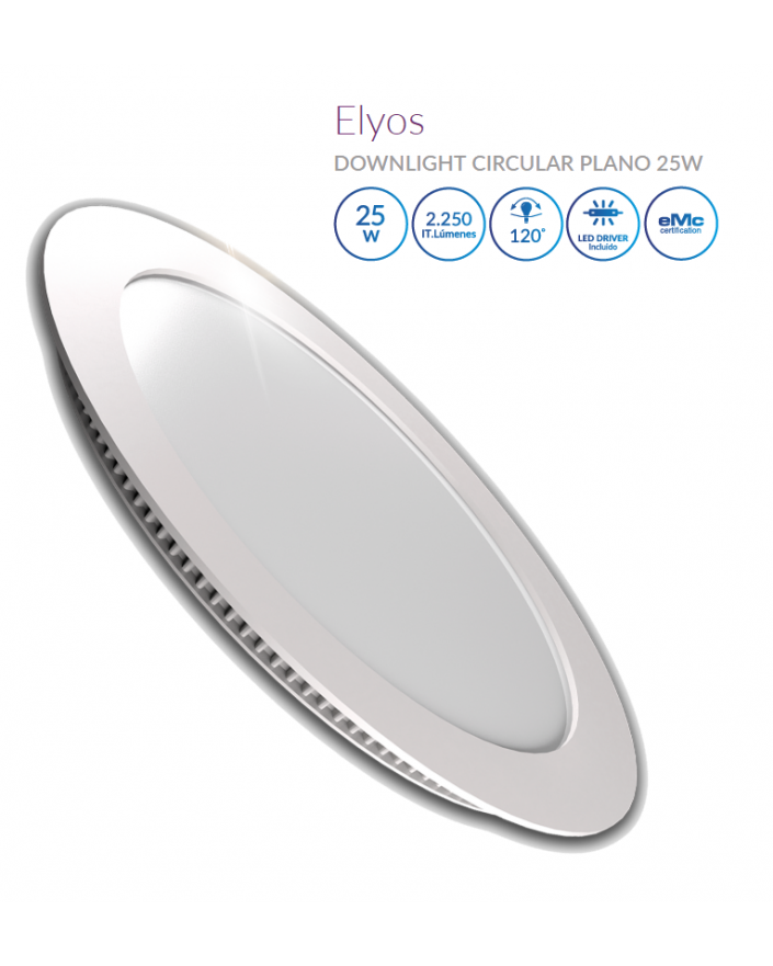 Downlight LED Circular Plano Blanco 25W Luz Blanca