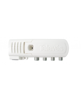 Amplificador TDT Televes 555720 de interior de vivienda con filtro LTE 5G de 1 Entrada 3 salidas (2 salida+TV) 47- 694 MHz 20 dB