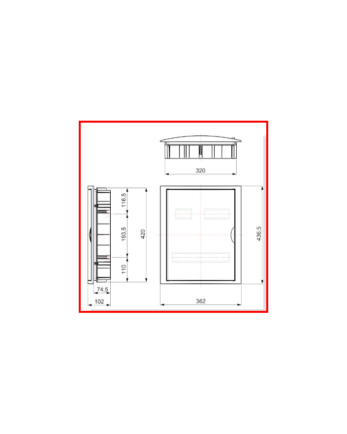 Caja para ICP y distribución hasta 20 elementos