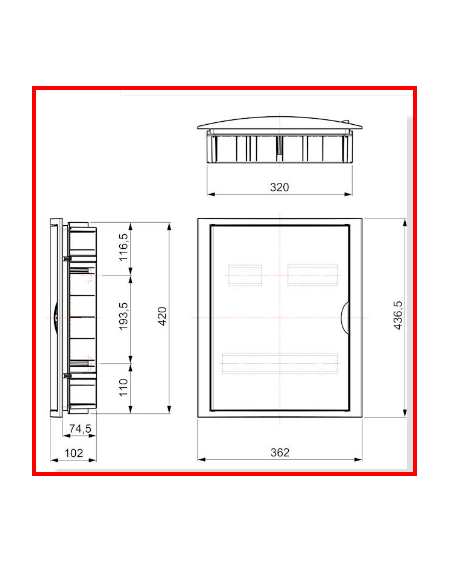 Caja para ICP y distribución hasta 20 elementos